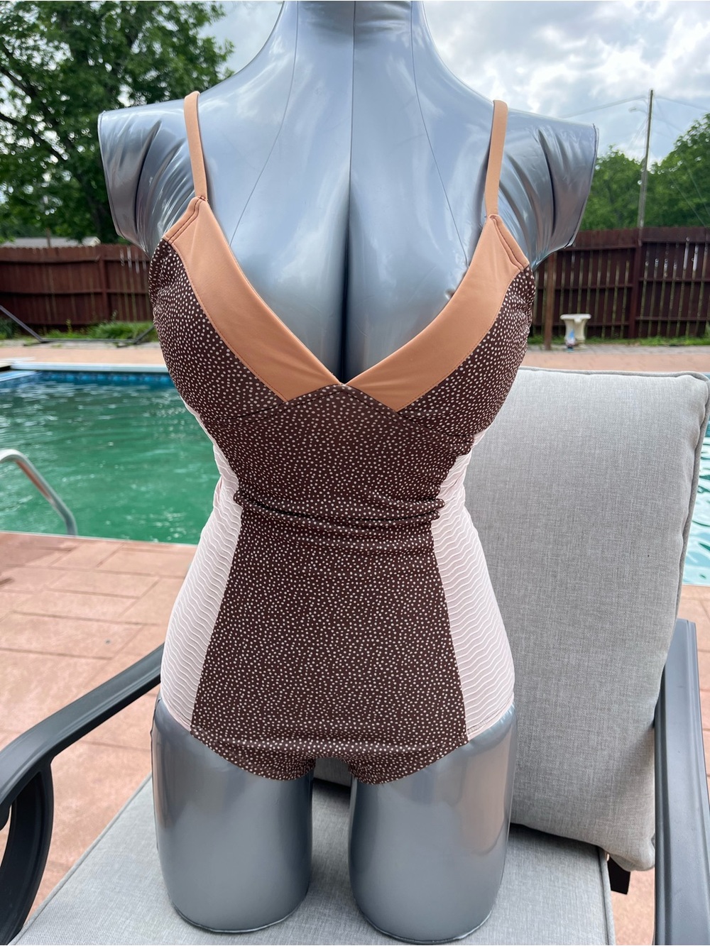 Seea Swimsuit One Piece Size Small Nude Brown Made in USA